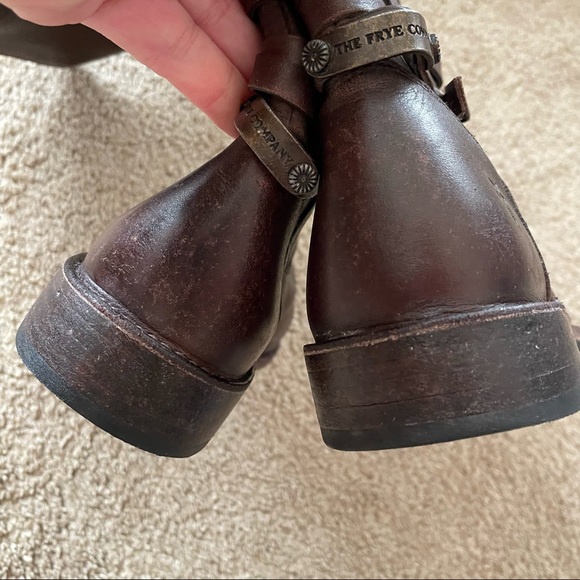 FRYE Knee High Belted Leather Riding Boots - Picture 7 of 7
